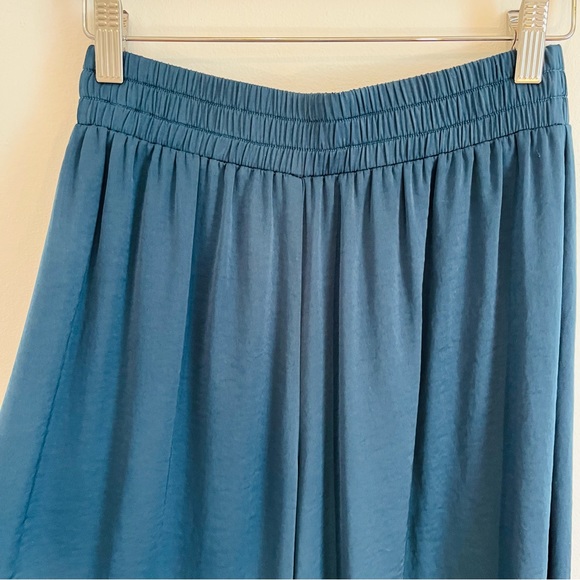 OAK + FORT silky teal wide leg flowy pants - Picture 3 of 5